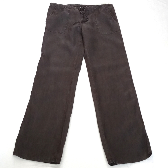*Relisted London Jean Women's Sun Kissed Brown Drawstring Wide Leg Linen Pants 4 - Picture 8 of 10